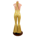 Josie Catsuit with Bell Bottom Flares in Gold Sparkly Jewel - Coquetry Clothing