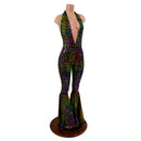 Josie Halter Bell Bottom Flare Catsuit in Poisonous - Coquetry Clothing