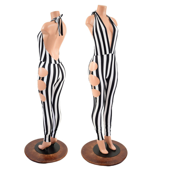 "Josie" Halter Top Catsuit with O - ring Cutouts - Coquetry Clothing