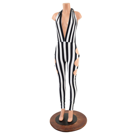 "Josie" Halter Top Catsuit with O - ring Cutouts - Coquetry Clothing