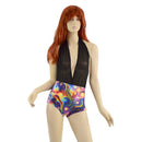 Josie Romper in Black Mesh & Meteorite - Coquetry Clothing