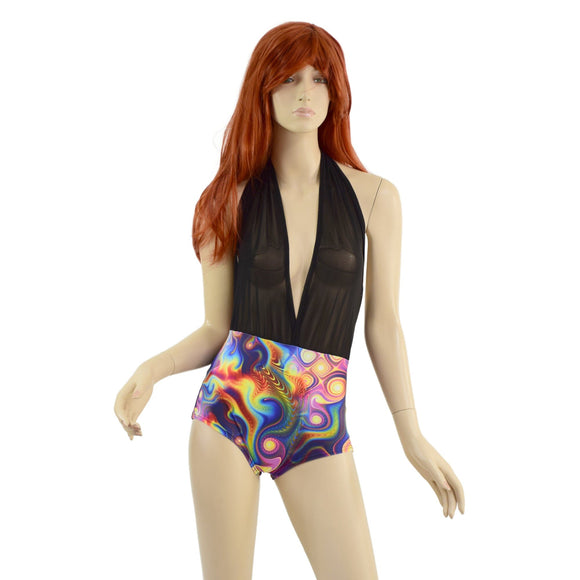 Josie Romper in Black Mesh & Meteorite - Coquetry Clothing