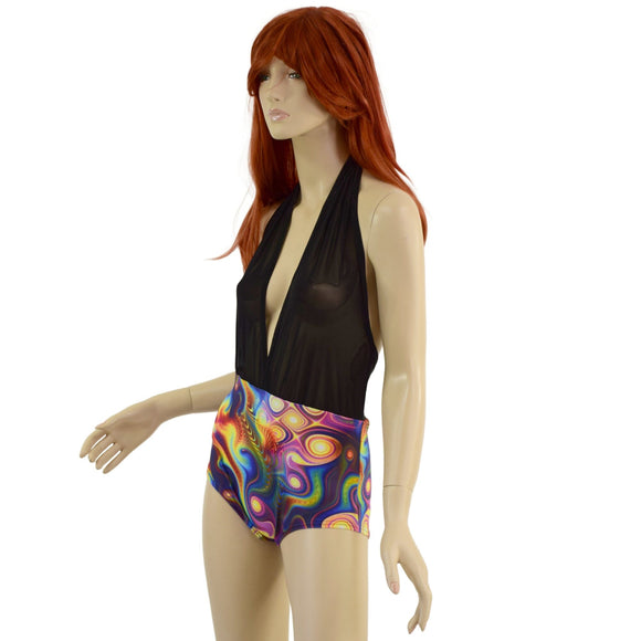 Josie Romper in Black Mesh & Meteorite - Coquetry Clothing