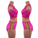 Keyhole Crop and Laceup High Waist Siren Short Set - Coquetry Clothing