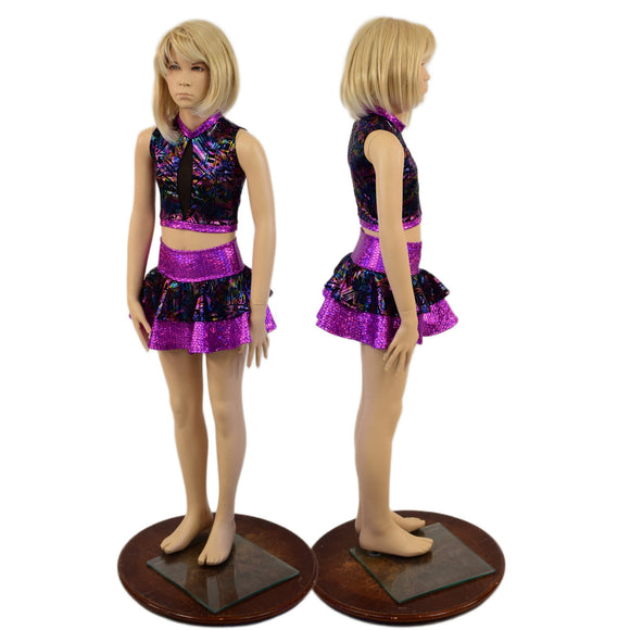 Kids 2PC Double Ruffle Skirt and Keyhole Top Set - Coquetry Clothing