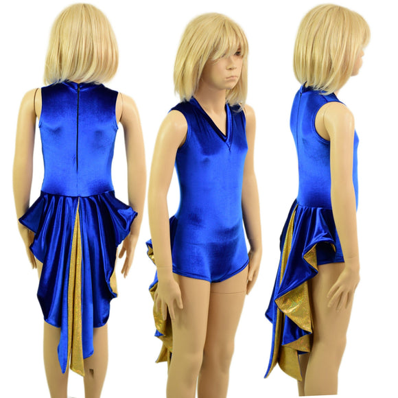 Kids Blue and Gold Tuxedo Style Romper - Coquetry Clothing