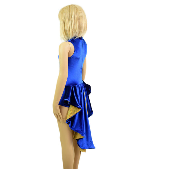 Kids Blue and Gold Tuxedo Style Romper - Coquetry Clothing