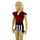Kids Circus Stripes and Red Velvet Flip Sleeve Paneled Romper - Coquetry Clothing