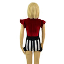 Kids Circus Stripes and Red Velvet Flip Sleeve Paneled Romper - Coquetry Clothing