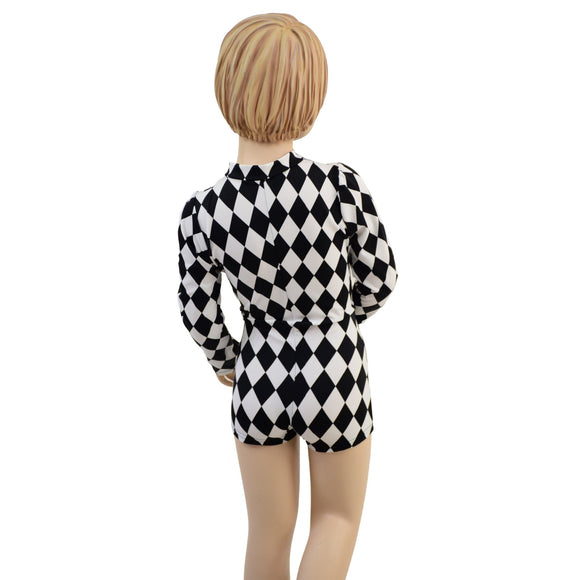 Kids Diamond Print Stella Romper - Coquetry Clothing