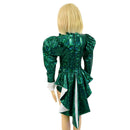 Kids Faux Tux Romper with Tails, Tie, and Turtleneck in Green Kaleidoscope - Coquetry Clothing