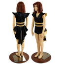 Kids Gold and Black Tuxedo Style Romper - Coquetry Clothing
