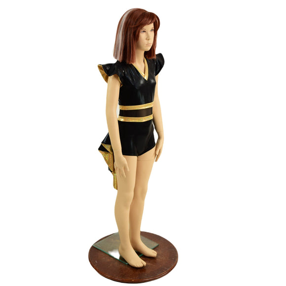 Kids Gold and Black Tuxedo Style Romper - Coquetry Clothing