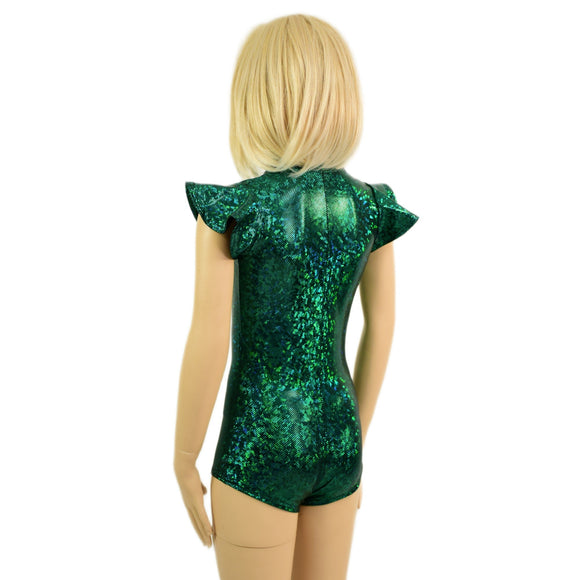 Kids Green Kaleidoscope Romper with Stella Zipper Front Neckline - Coquetry Clothing