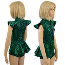 Kids Green Kaleidoscope Ruffle Rump Romper - Coquetry Clothing