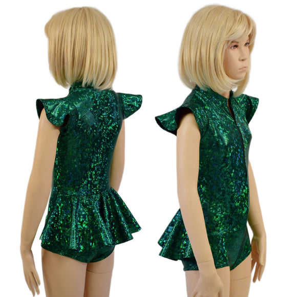 Kids Green Kaleidoscope Ruffle Rump Romper - Coquetry Clothing