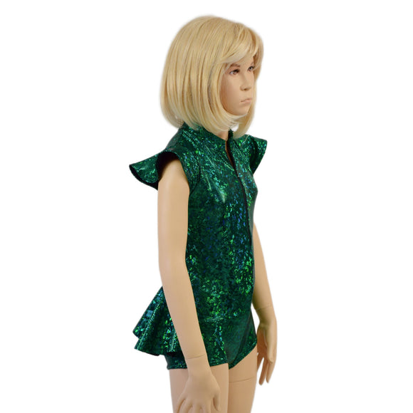 Kids Green Kaleidoscope Ruffle Rump Romper - Coquetry Clothing