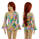 Kids Neon Flux UV Glow Trumpet Sleeve Romper - Coquetry Clothing