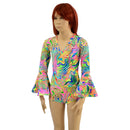 Kids Neon Flux UV Glow Trumpet Sleeve Romper - Coquetry Clothing