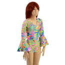 Kids Neon Flux UV Glow Trumpet Sleeve Romper - Coquetry Clothing