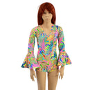 Kids Neon Flux UV Glow Trumpet Sleeve Romper - Coquetry Clothing