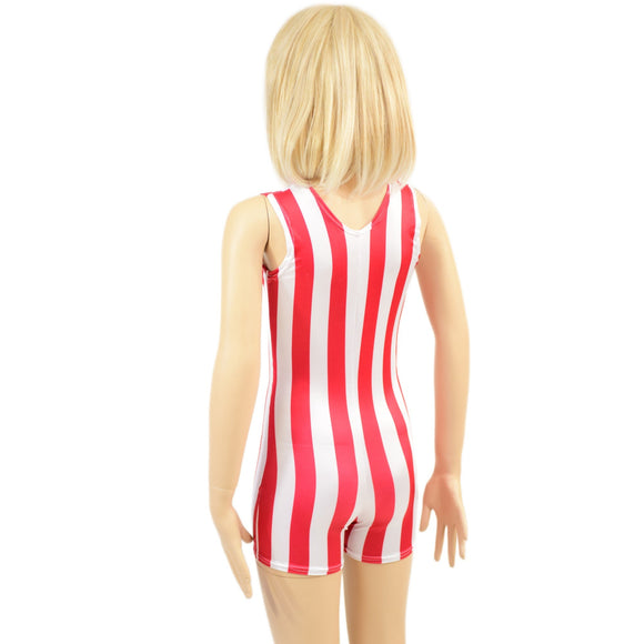 Kids Red and White Striped Tank Romper - Coquetry Clothing
