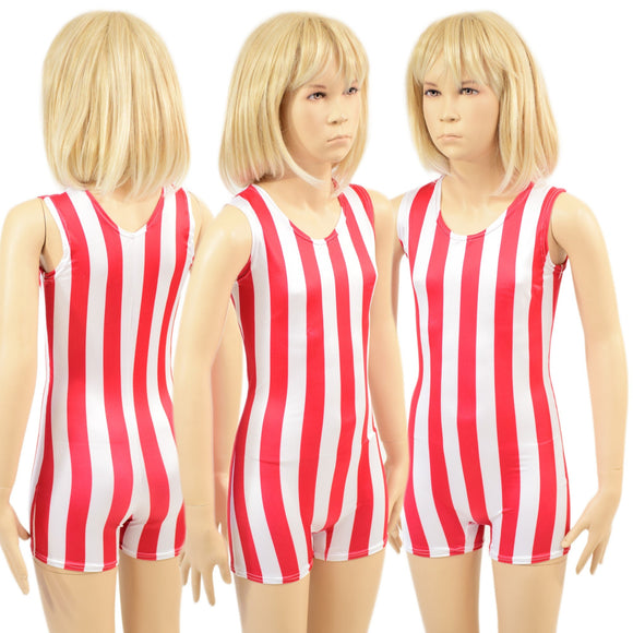 Kids Red and White Striped Tank Romper - Coquetry Clothing
