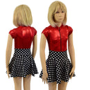 Kids Red Sparkly Romper and Polka Dot Skirt Set - Coquetry Clothing