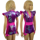 Kids V neck, Flip Sleeve, Side Panel Romper with Hip Ruffles - Coquetry Clothing