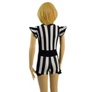 Kids V neck, Flip Sleeve, Side Panel Romper with Hip Ruffles - Coquetry Clothing