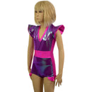 Kids V neck, Flip Sleeve, Side Panel Romper with Hip Ruffles - Coquetry Clothing