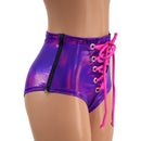 Lace Up Front Siren Shorts with Double Separating Hip Zippers - Coquetry Clothing