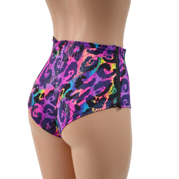 Lace Up Front Siren Shorts with Double Separating Hip Zippers - Coquetry Clothing