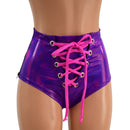 Lace Up Front Siren Shorts with Double Separating Hip Zippers - Coquetry Clothing
