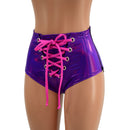 Lace Up Front Siren Shorts with Double Separating Hip Zippers - Coquetry Clothing