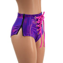 Lace Up Front Siren Shorts with Double Separating Hip Zippers - Coquetry Clothing