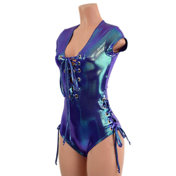 Lace Up Plunging V Romper - Coquetry Clothing