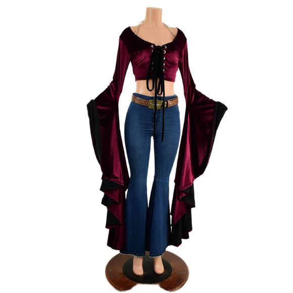 Lace Up Sorceress Sleeve Crop Top - Coquetry Clothing