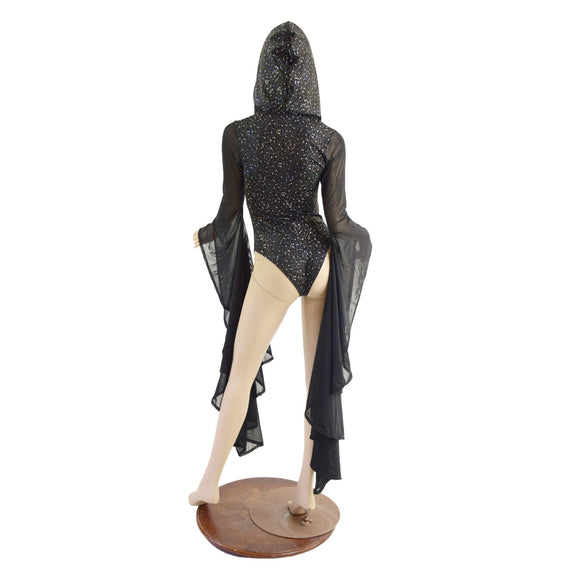 Lace Up Sorceress Sleeve Romper with Hood - Coquetry Clothing