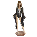 Lace Up Sorceress Sleeve Romper with Hood - Coquetry Clothing
