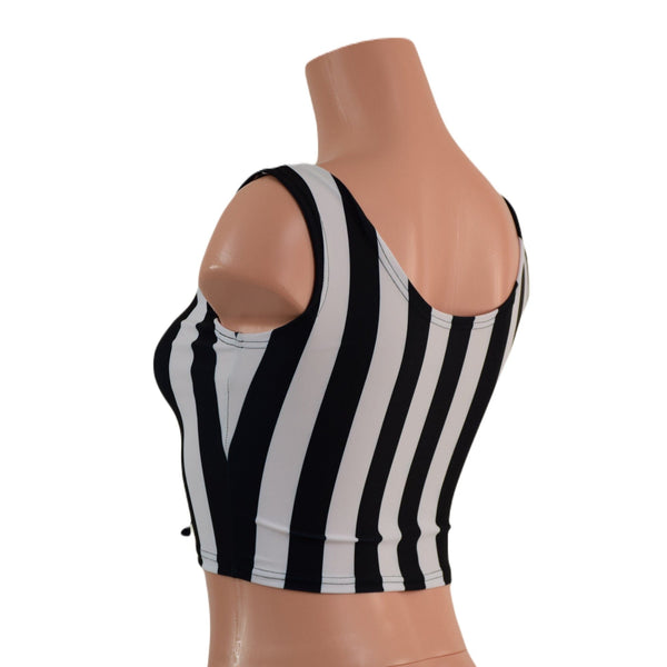 Lace Up Stripe Tank Crop - 4