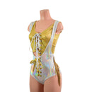 Lace Up Suspender Romper Set with Heart Booty Applique - Coquetry Clothing
