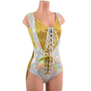 Lace Up Suspender Romper Set with Heart Booty Applique - Coquetry Clothing