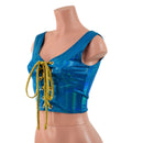 Laceup Crop Tank in Peacock Blue - Coquetry Clothing