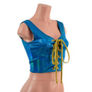 Laceup Crop Tank in Peacock Blue - Coquetry Clothing