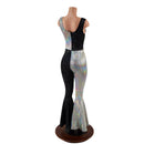 Laceup Front Quad Color Blocked Catsuit in Prism and Star Noir - Coquetry Clothing