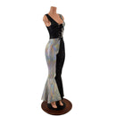 Laceup Front Quad Color Blocked Catsuit in Prism and Star Noir - Coquetry Clothing