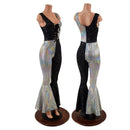 Laceup Front Quad Color Blocked Catsuit in Prism and Star Noir - Coquetry Clothing
