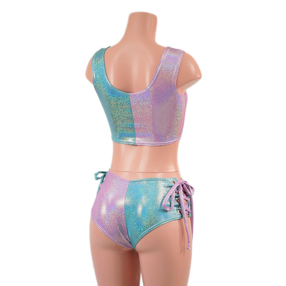 Laceup Mini Crop Tank and Ultra Cheeky Booty Shorts Set - Coquetry Clothing