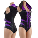 Laceup Romper with Plunging V neckline, Hood, and Hip Arcs - Coquetry Clothing
